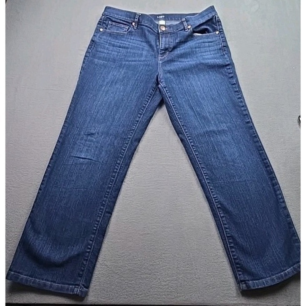 Loft Outlet Jeans Womens 10 Original Straight Crop Stretch Denim Casual Zip